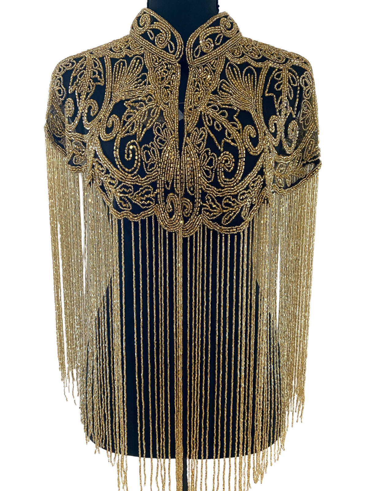 The Giorgina Beaded Fringe Capelet - Gold