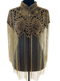 The Pina   Beaded Fringe Capelet - Gold